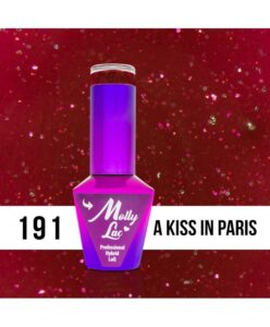 191. MOLLY LAC gel lak - A KISS IN PARIS 10 ml Červená