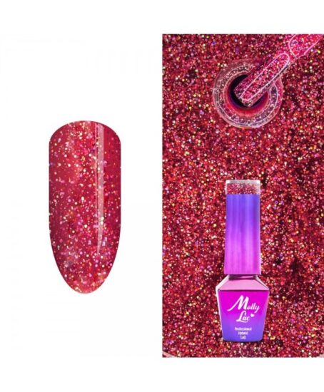 291. MOLLY LAC glitrový gel lak - Lady killer Červená