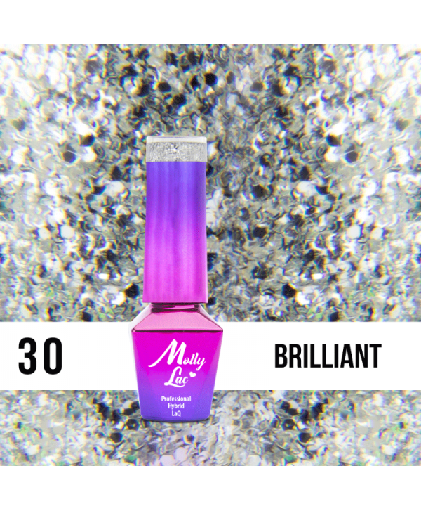30. MOLLY LAC gel lak - Brilliant 5ML Stříbrná