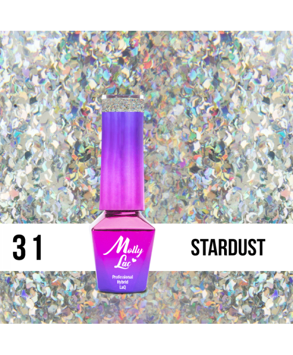 31. MOLLY LAC gel lak - Stardust 5ML Stříbrná