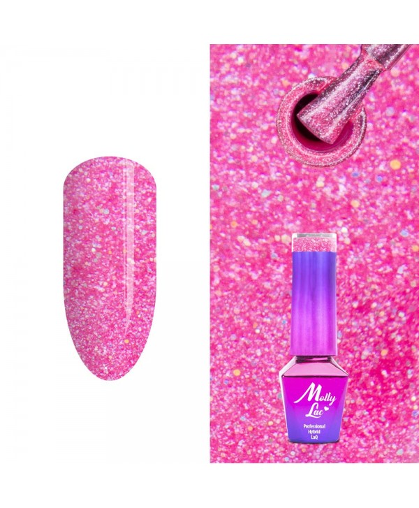 313. MOLLY LAC glitrový gel lak - Uptown Girl 5ml Růžová