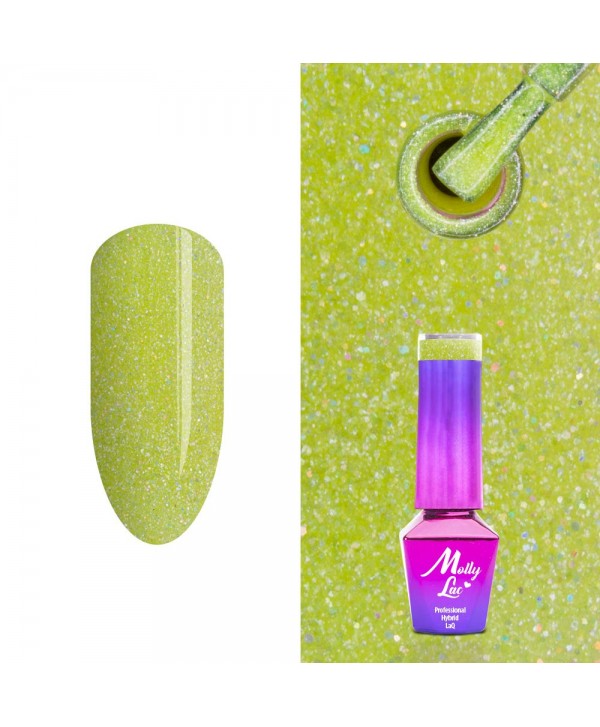 317. MOLLY LAC glitrový gel lak - Party Time 5ml Žlutá