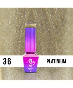 36. MOLLY LAC gél lak - Platinum 5ML Stříbrná