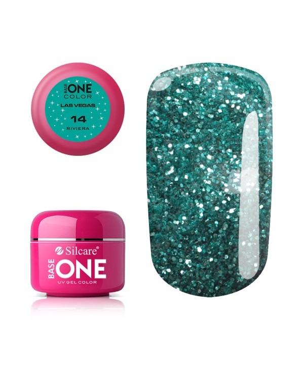 Glitrový UV gel Base one Las Vegas 14 - Riviera Tyrkysová