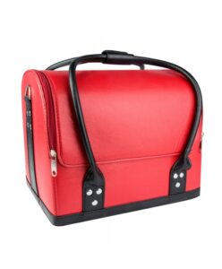 Luxusný kozmetický kufrík - červený s čiernou rúčkou 01 Červená