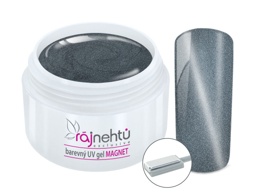 Ráj nehtů Barevný UV gel CAT EYE MAGNET - Silver 5 ml