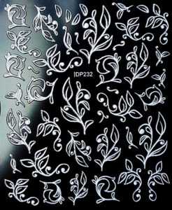 Samolepky na nehty 3D - Floral design bílé DP232