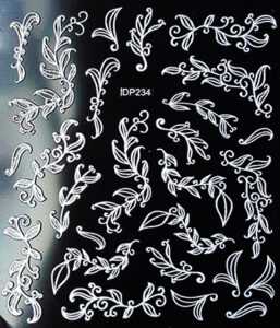 Samolepky na nehty 3D - Floral design bílé DP234