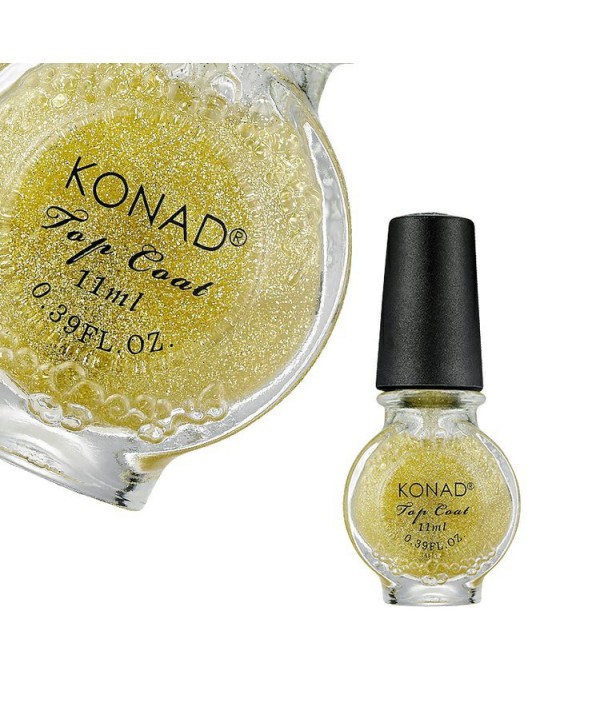 Speciální vrchní lak Konad Glitter Gold 11ml Čirá