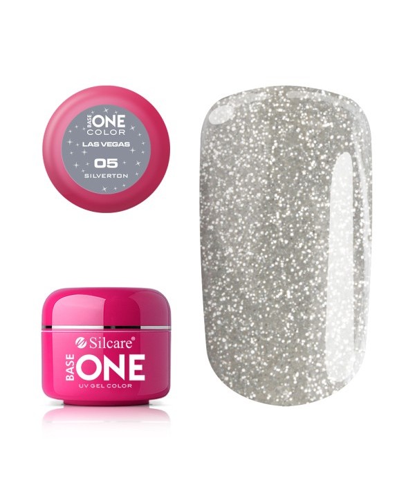 Glitrový UV gel Base one Las Vegas 05 - Silverton Stříbrná